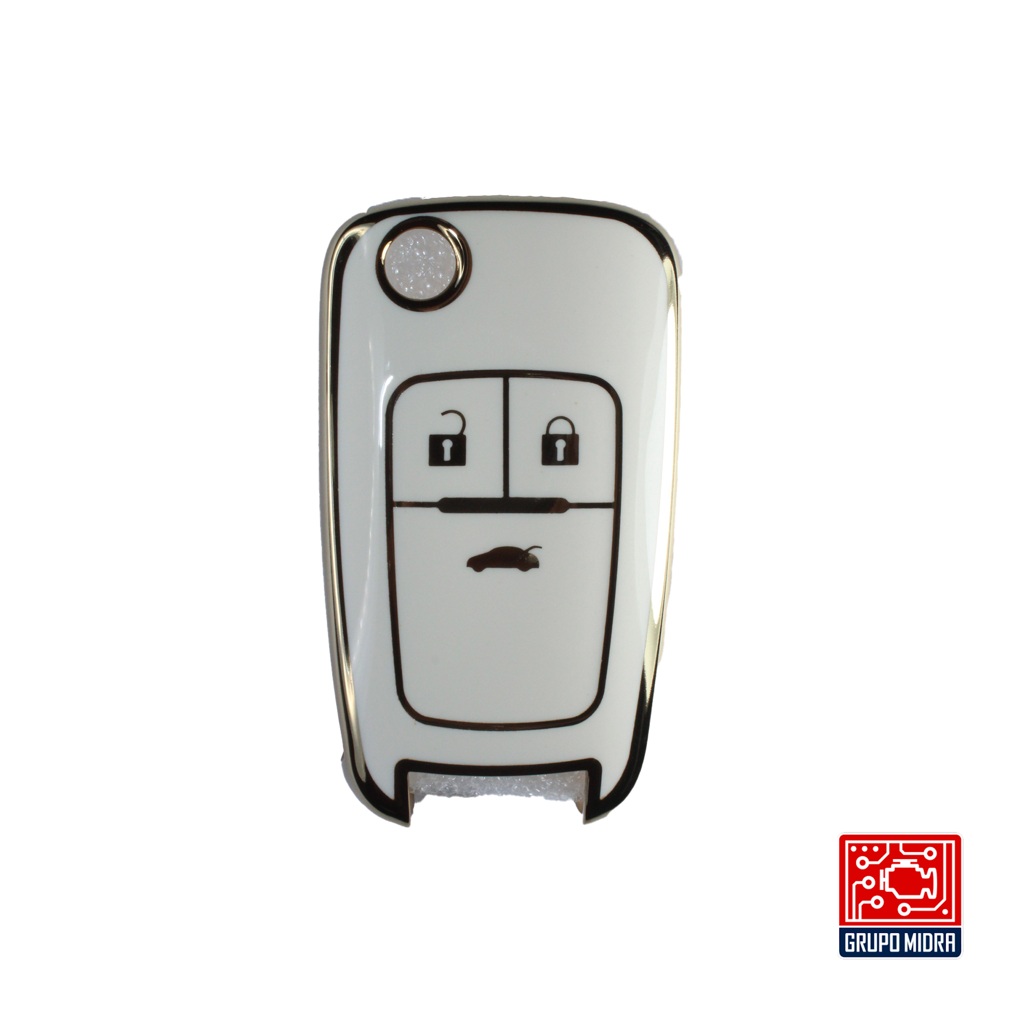 Funda PREMIUM blanca. Para llave CHEVROLET
