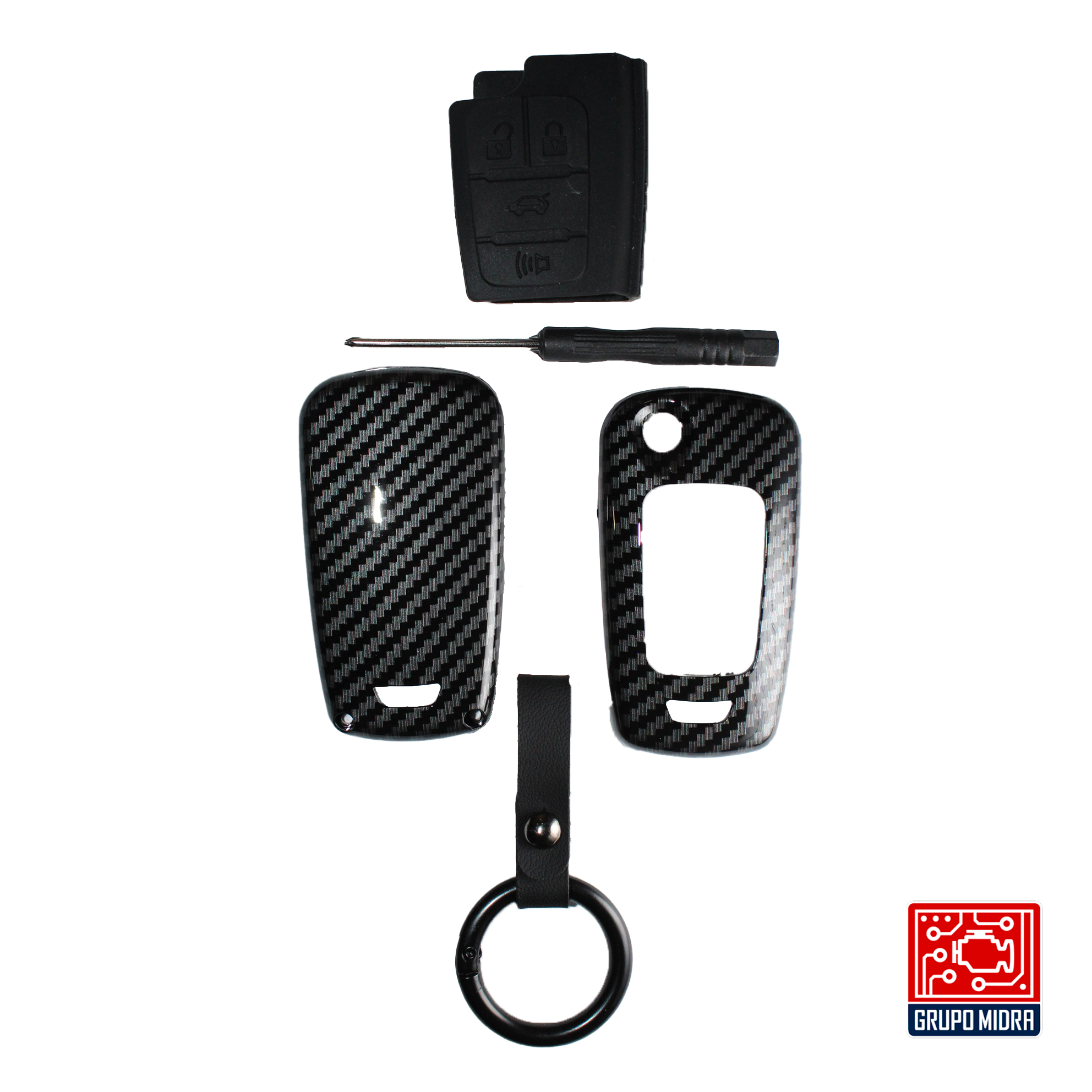 Funda PREMIUM negra con gris. Para llave CHEVROLET - Image 2